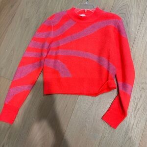 Stylish Red and Purple Women's Crew Neck Sweater